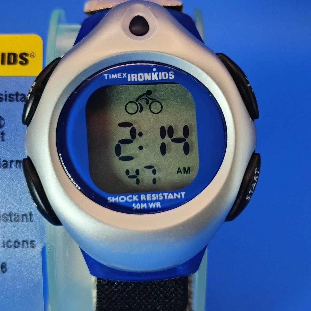 Vintage 1998 Timex Iron Kids Triathlon 43mm Watch Animated‎ Icons New In Box